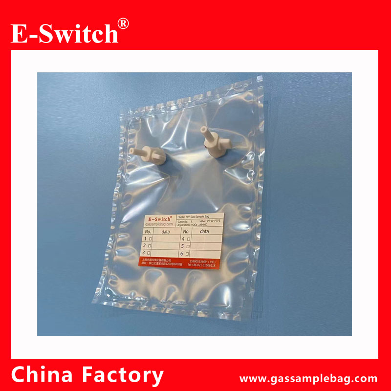 PVDF gas sample bags with two PTFE valve size 6mm